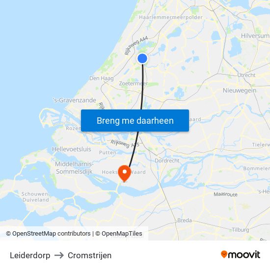 Leiderdorp to Cromstrijen map