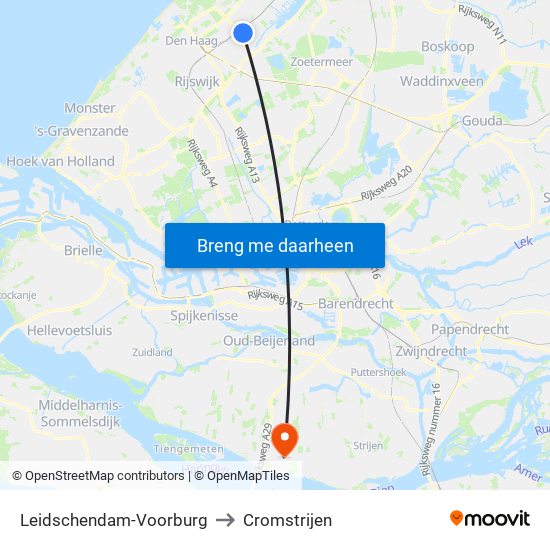 Leidschendam-Voorburg to Cromstrijen map