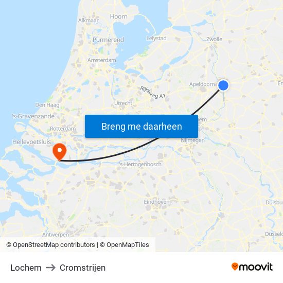 Lochem to Cromstrijen map