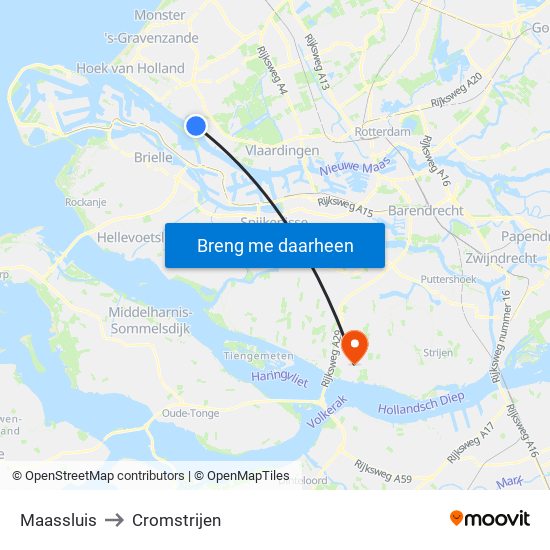 Maassluis to Cromstrijen map