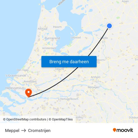 Meppel to Cromstrijen map