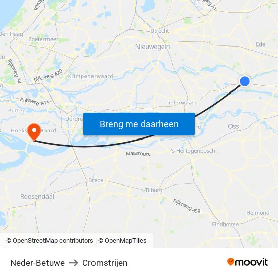 Neder-Betuwe to Cromstrijen map