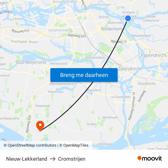 Nieuw-Lekkerland to Cromstrijen map