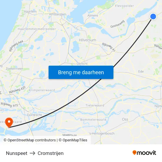 Nunspeet to Cromstrijen map