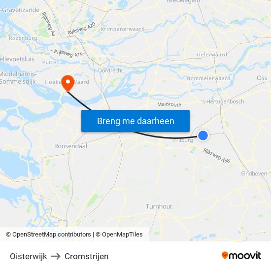 Oisterwijk to Cromstrijen map