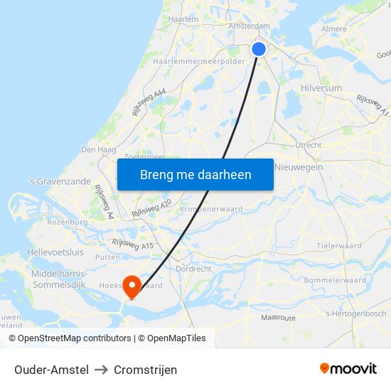 Ouder-Amstel to Cromstrijen map