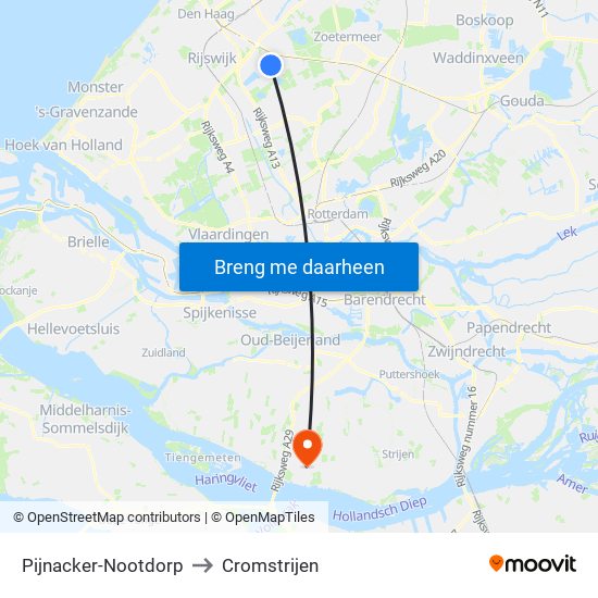 Pijnacker-Nootdorp to Cromstrijen map