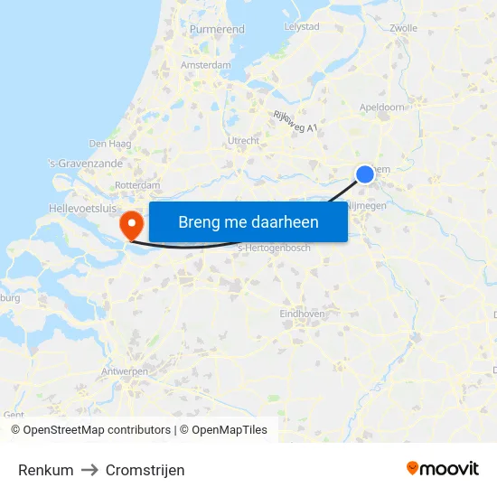 Renkum to Cromstrijen map