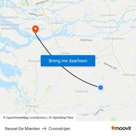 Reusel-De Mierden to Cromstrijen map