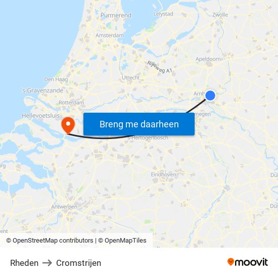 Rheden to Cromstrijen map