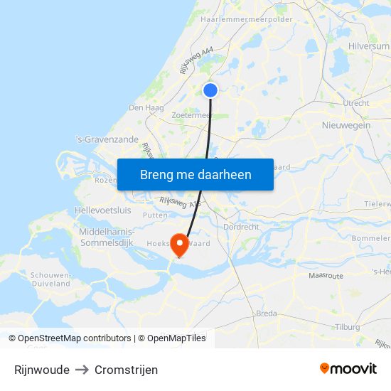 Rijnwoude to Cromstrijen map