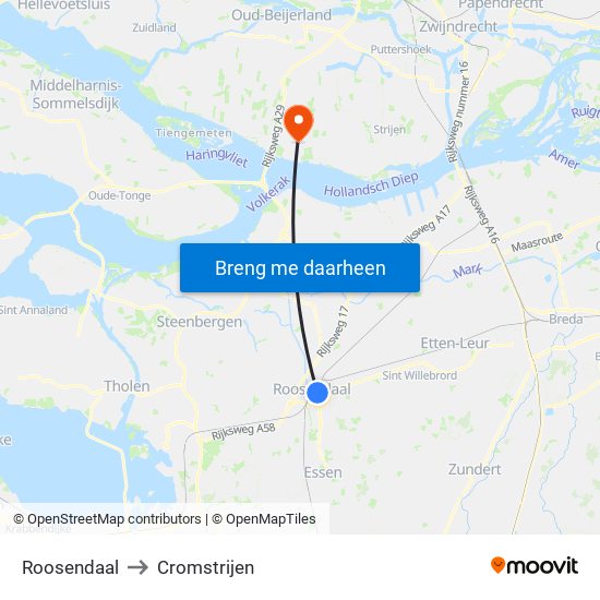 Roosendaal to Cromstrijen map
