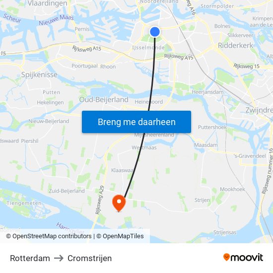 Rotterdam to Cromstrijen map