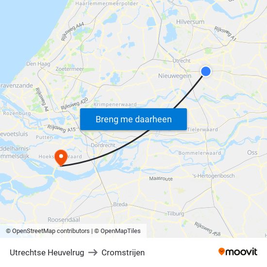 Utrechtse Heuvelrug to Cromstrijen map