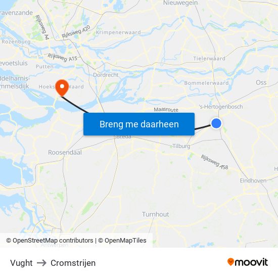 Vught to Cromstrijen map