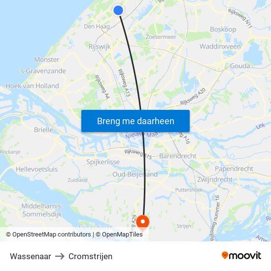 Wassenaar to Cromstrijen map