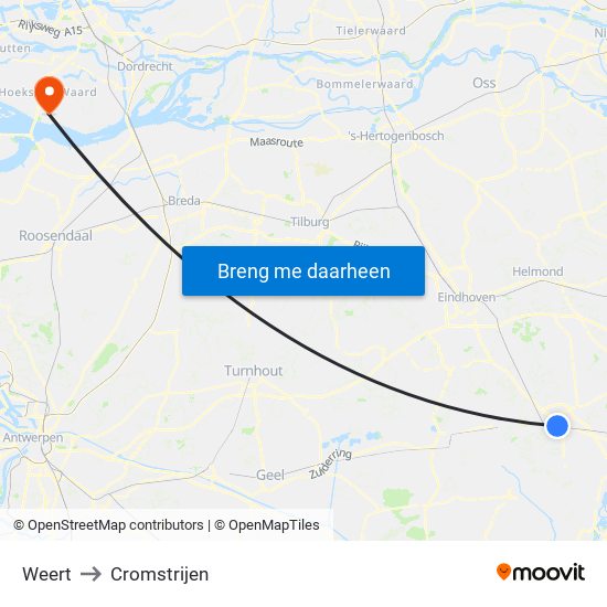 Weert to Cromstrijen map