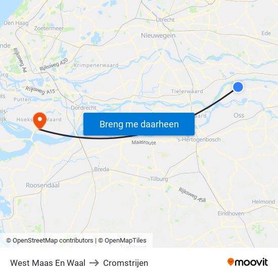 West Maas En Waal to Cromstrijen map