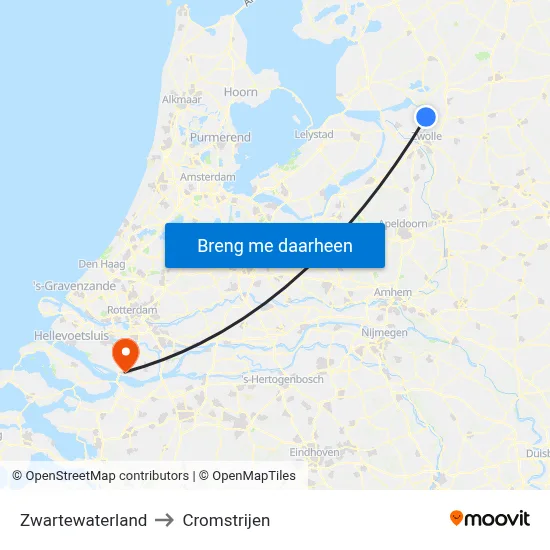 Zwartewaterland to Cromstrijen map