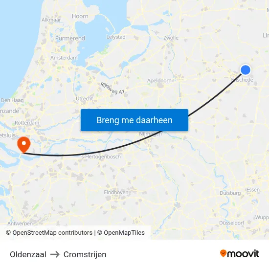 Oldenzaal to Cromstrijen map