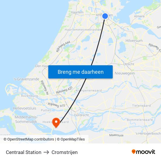 Centraal Station to Cromstrijen map
