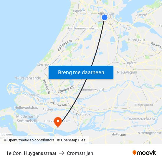 1e Con. Huygensstraat to Cromstrijen map