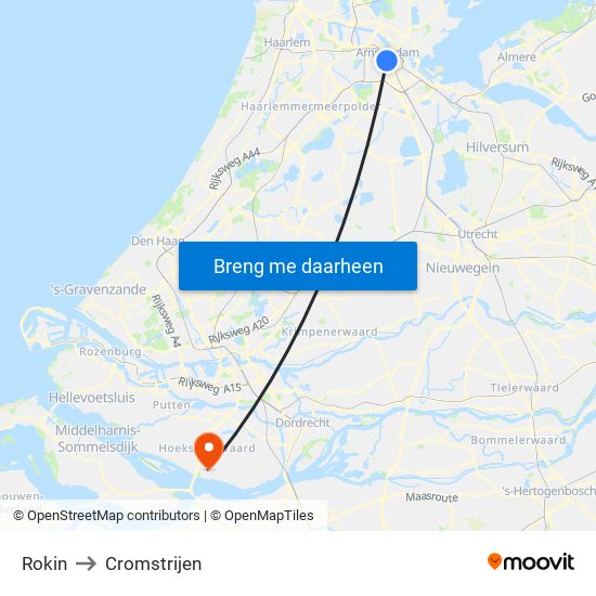 Rokin to Cromstrijen map