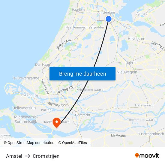 Amstel to Cromstrijen map