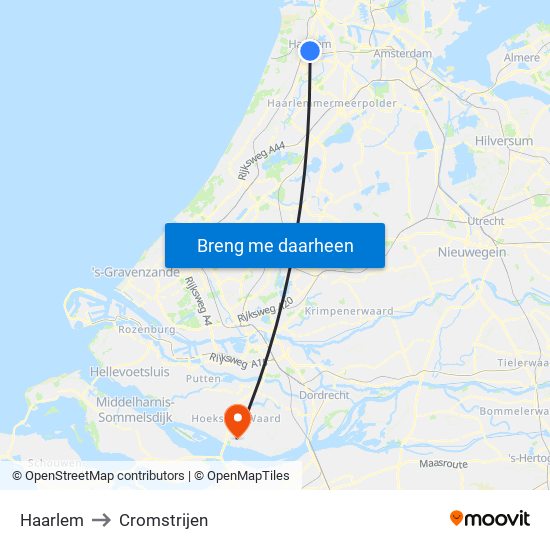 Haarlem to Cromstrijen map