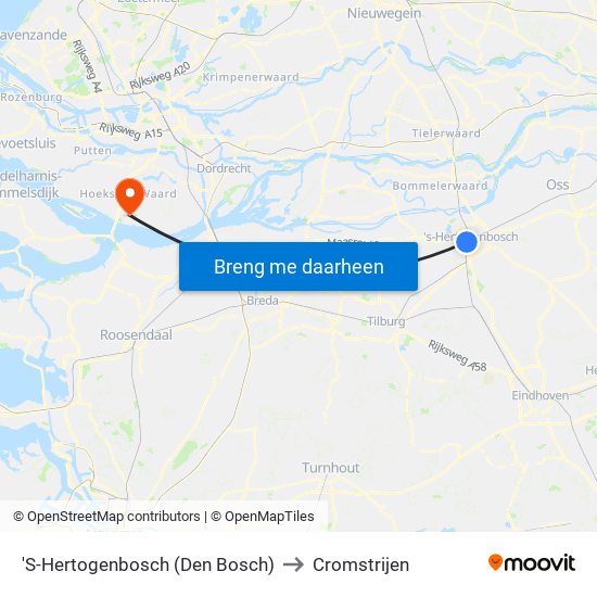'S-Hertogenbosch (Den Bosch) to Cromstrijen map