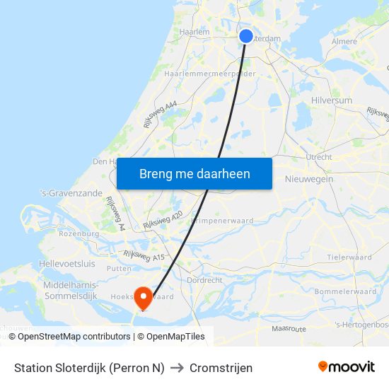 Station Sloterdijk (Perron N) to Cromstrijen map