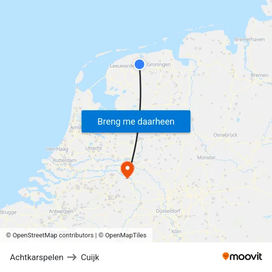 Achtkarspelen to Cuijk map