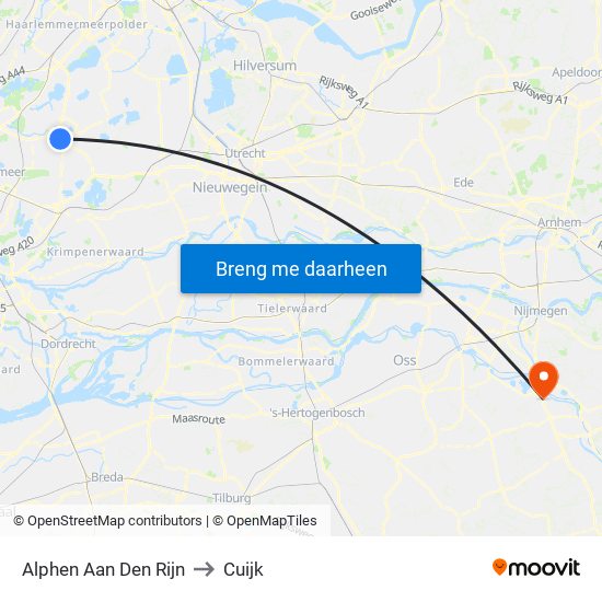 Alphen Aan Den Rijn to Cuijk map