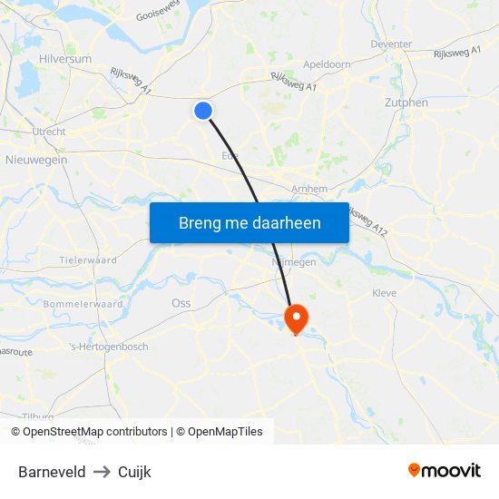 Barneveld to Cuijk map