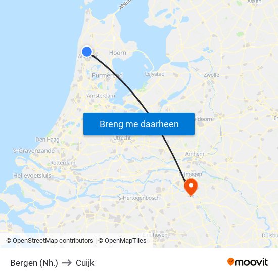 Bergen (Nh.) to Cuijk map