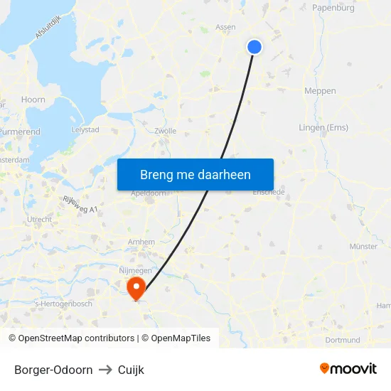 Borger-Odoorn to Cuijk map