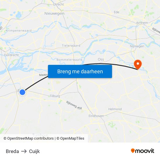 Breda to Cuijk map