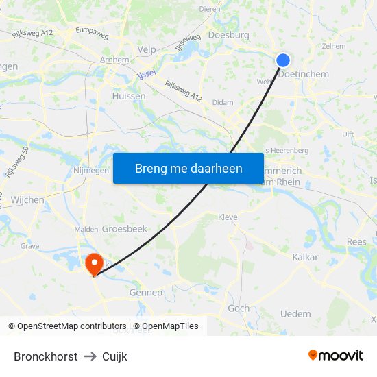 Bronckhorst to Cuijk map
