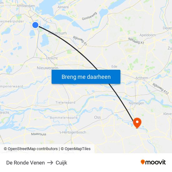 De Ronde Venen to Cuijk map