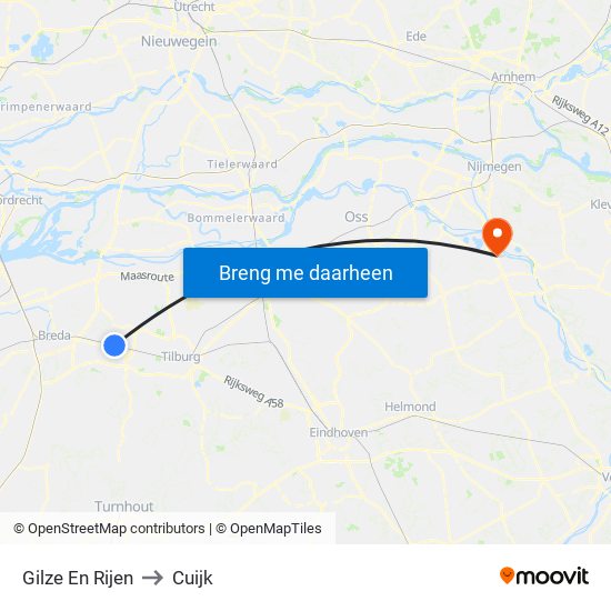 Gilze En Rijen to Cuijk map