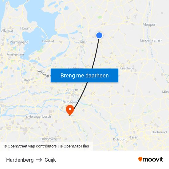 Hardenberg to Cuijk map