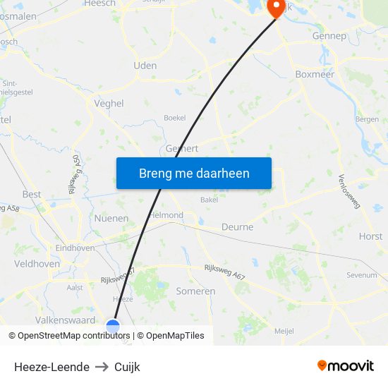 Heeze-Leende to Cuijk map