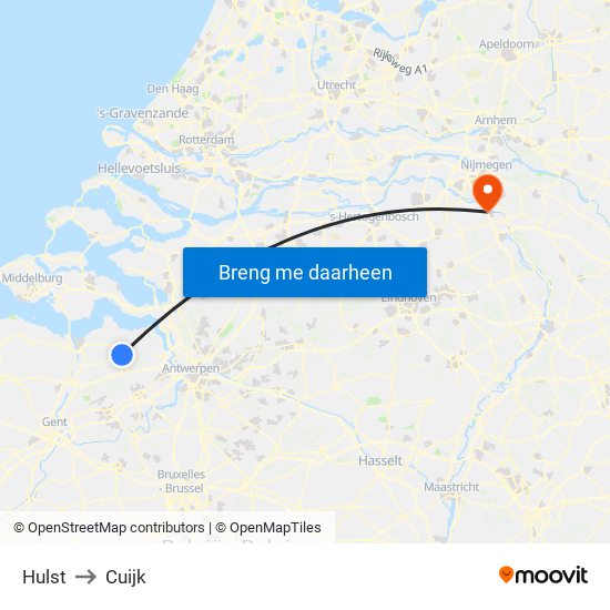 Hulst to Cuijk map