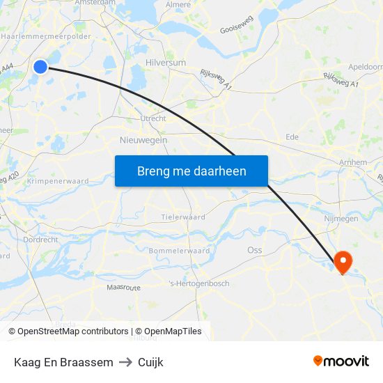 Kaag En Braassem to Cuijk map