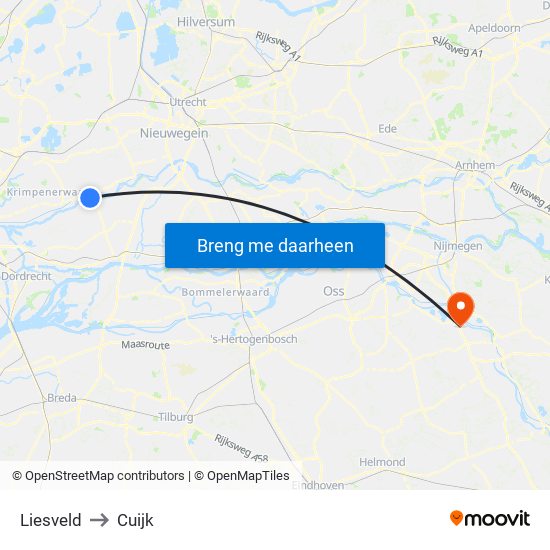 Liesveld to Cuijk map