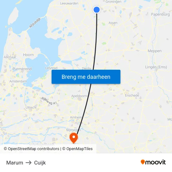 Marum to Cuijk map