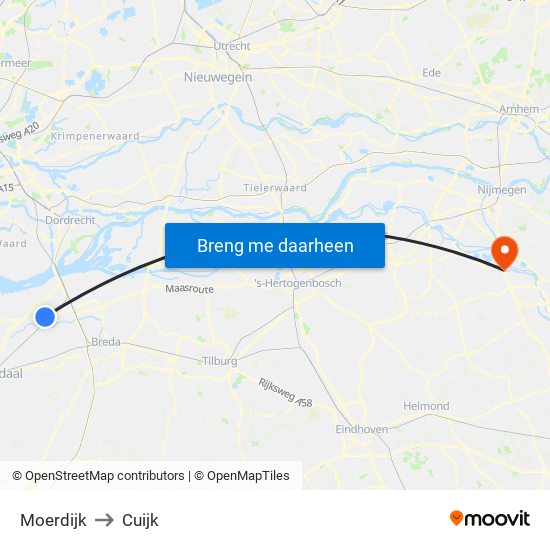 Moerdijk to Cuijk map