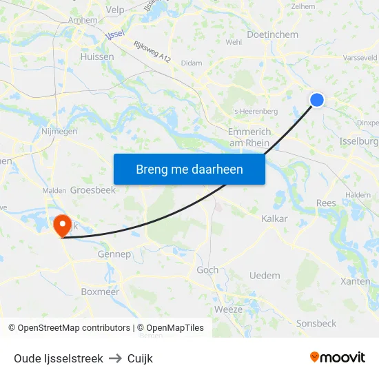 Oude Ijsselstreek to Cuijk map