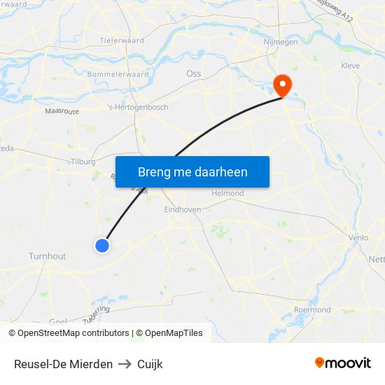 Reusel-De Mierden to Cuijk map