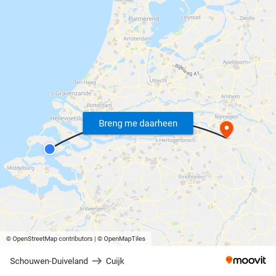 Schouwen-Duiveland to Cuijk map